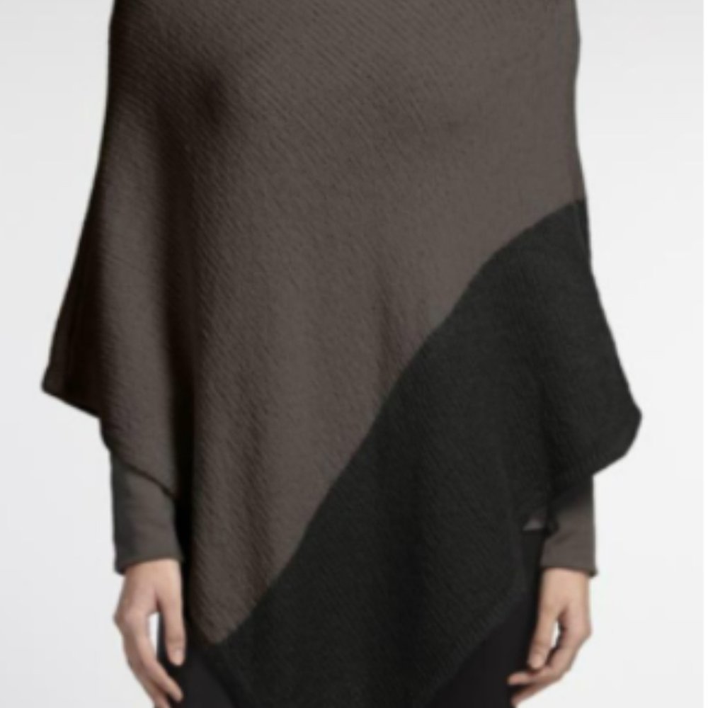 Indigenous Designs 2 tone Gray/Black PONCHO OS